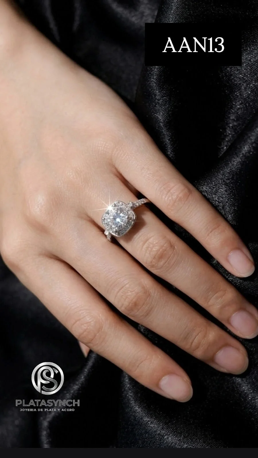 AAN13 - Anillo Acero plateado - piedras natales Dic