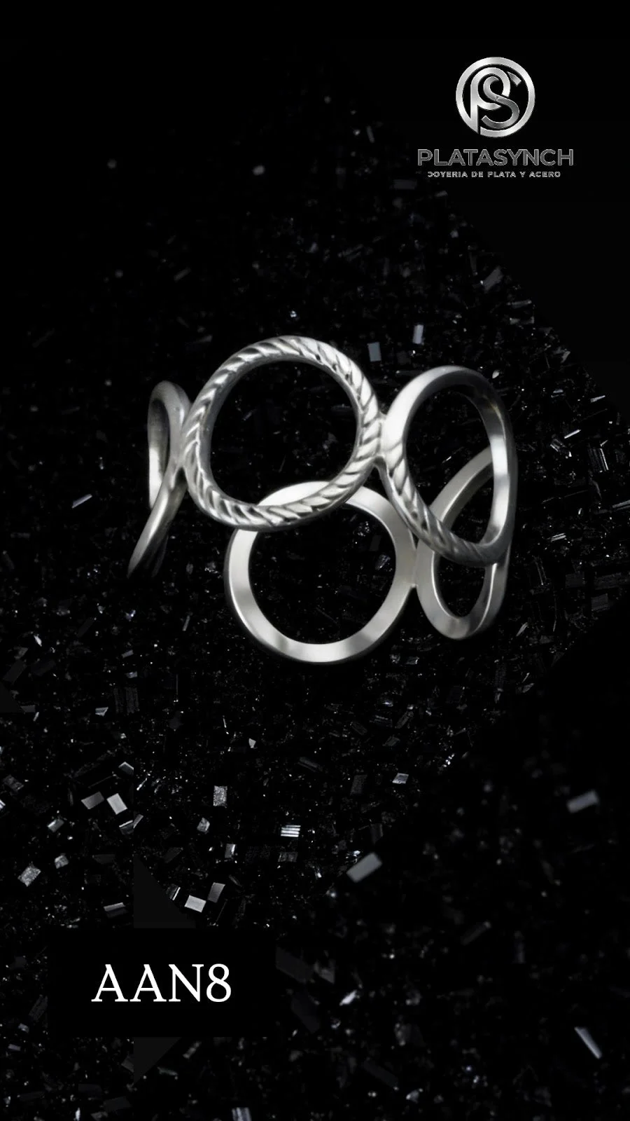 AAN8 - Anillos Acero plateado 5 circulos