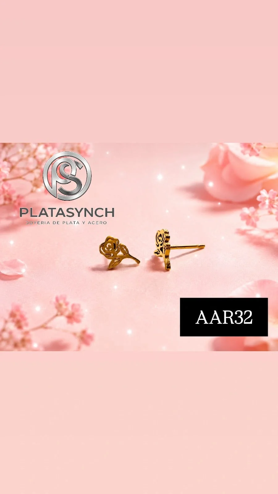AAR32 - Aretes acero dorado rosa