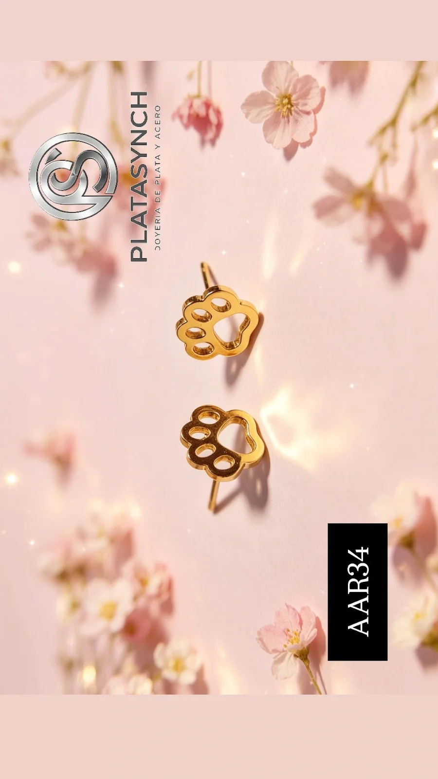 AAR34 - Aretes acero dorado patita