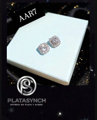 AAR7 - Aretes Acero Plateado Piedras natales Dic palito