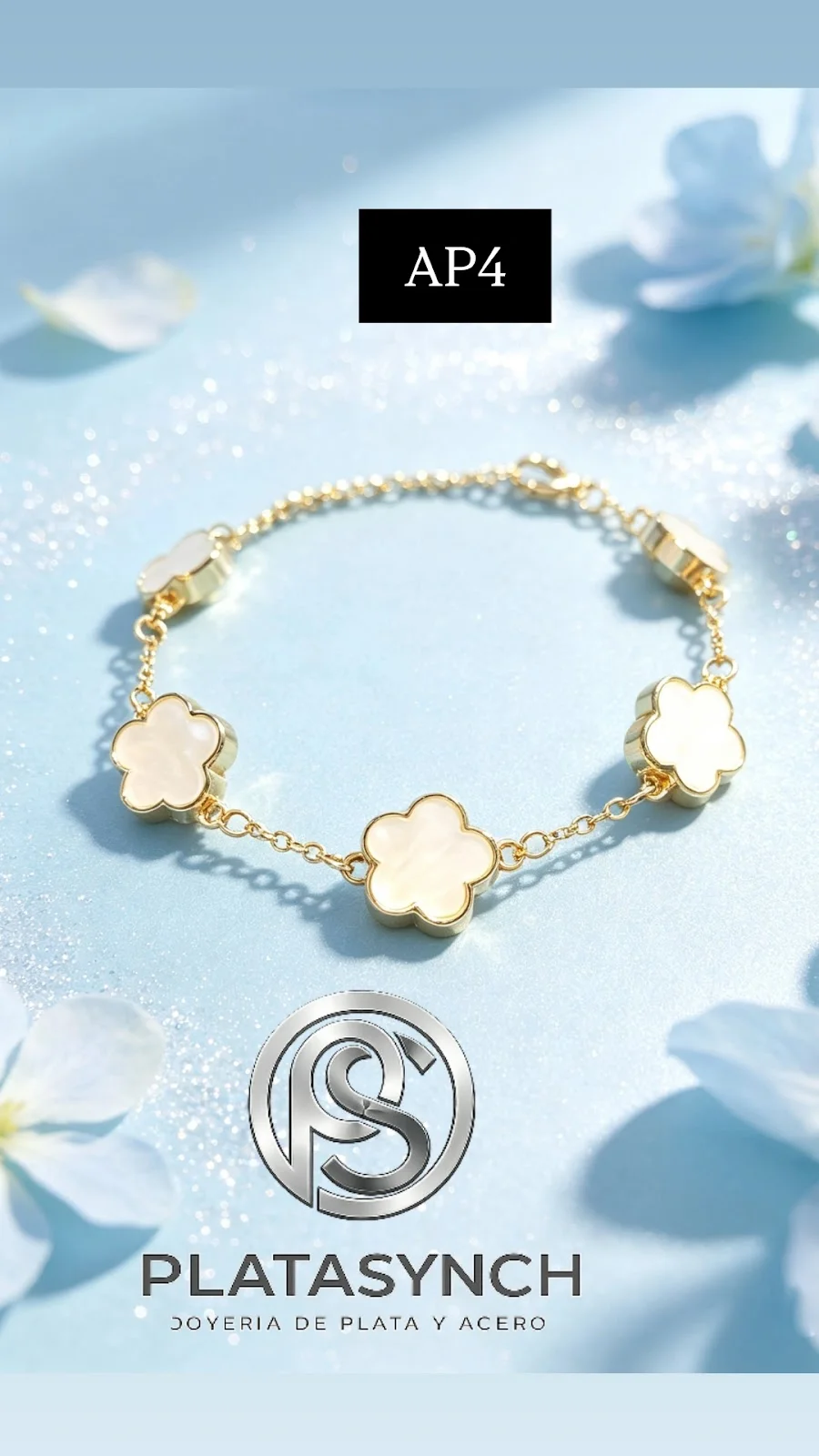 AP04 - Pulsera Acero Vanclif Blanca