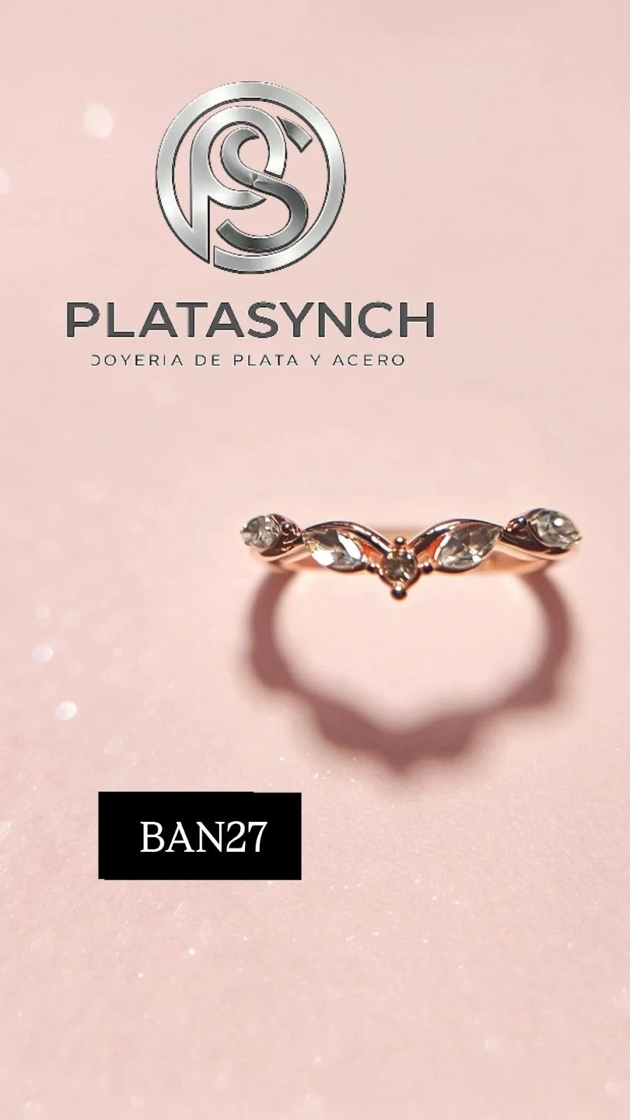 BAN27 - Anillo Bras circoneas transparentes forma de V