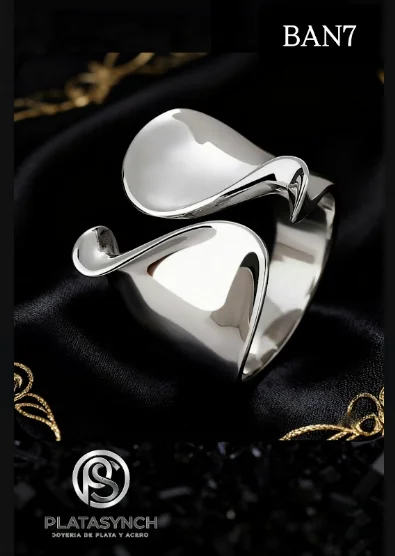 BAN7 - Anillo brass plateado minimalista grueso