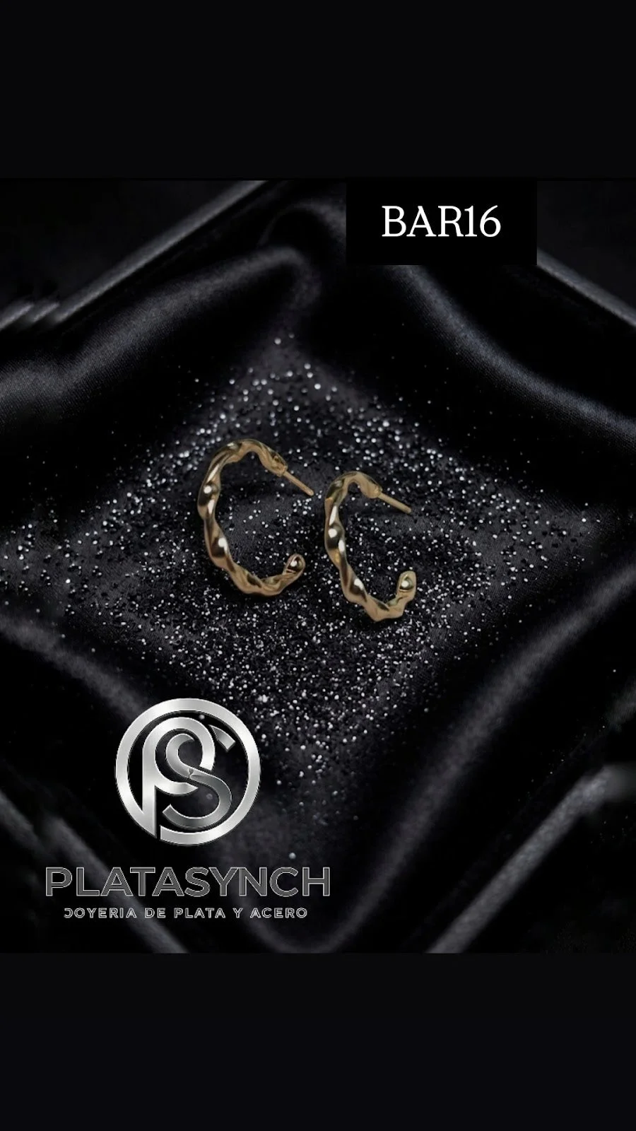 BAR16 - Aretes Brass dorado de palito torcidos gruesas
