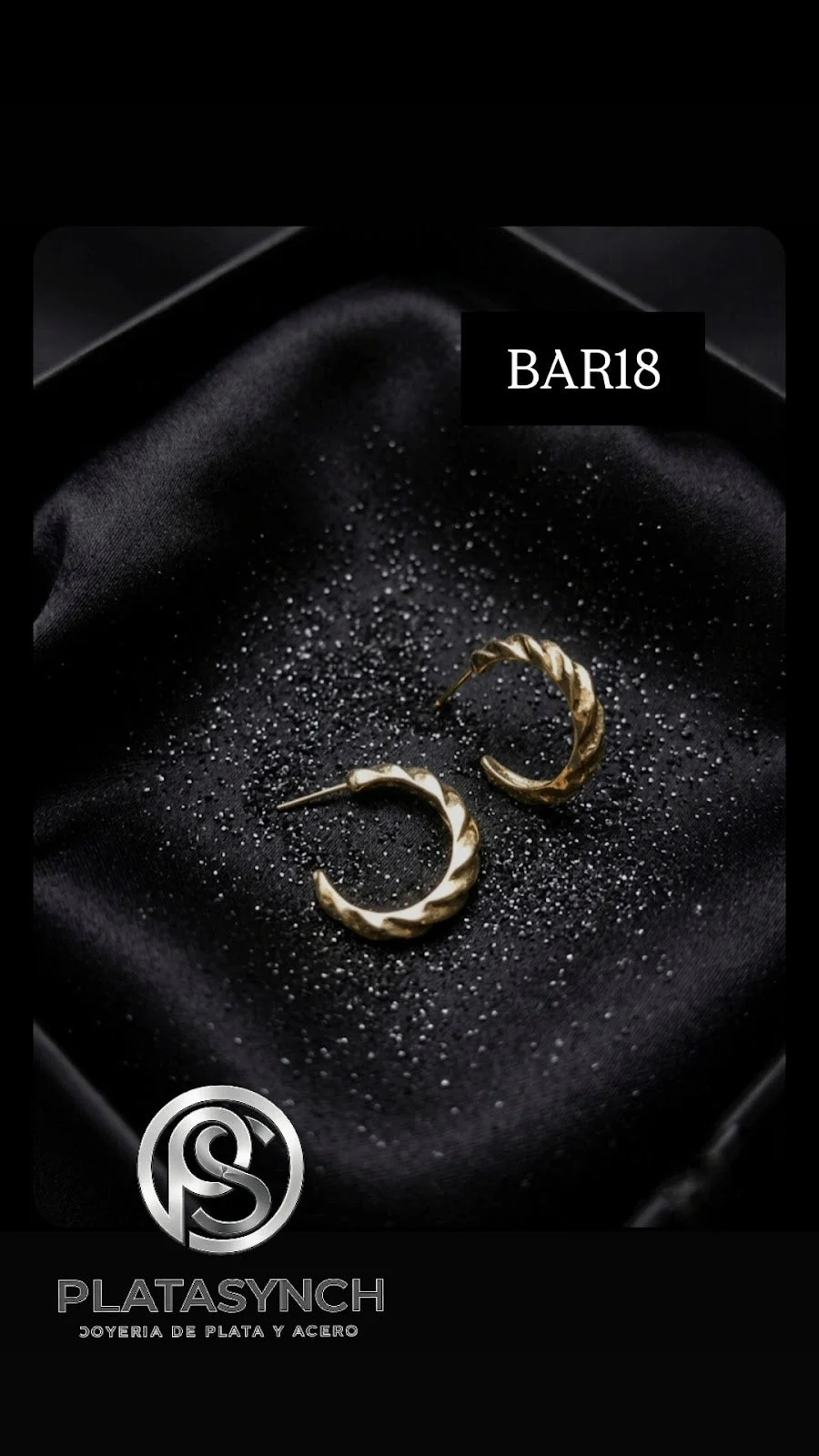 BAR18 - Aretes Brass dorado de palito torcido grueso