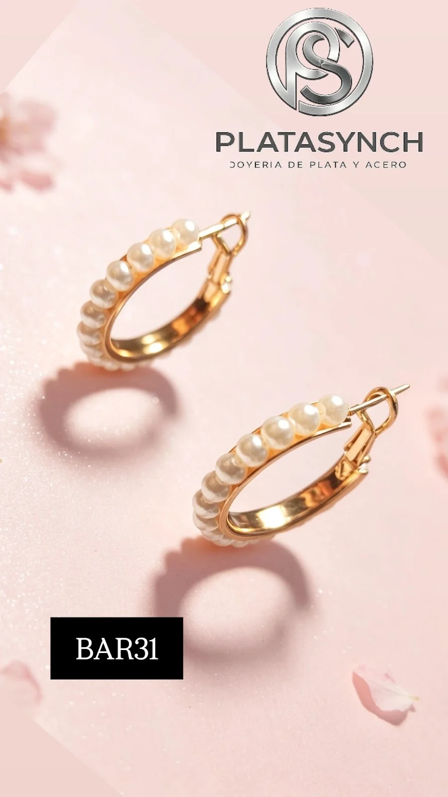 BAR31 - Aretes brass Tipo C - de perlas