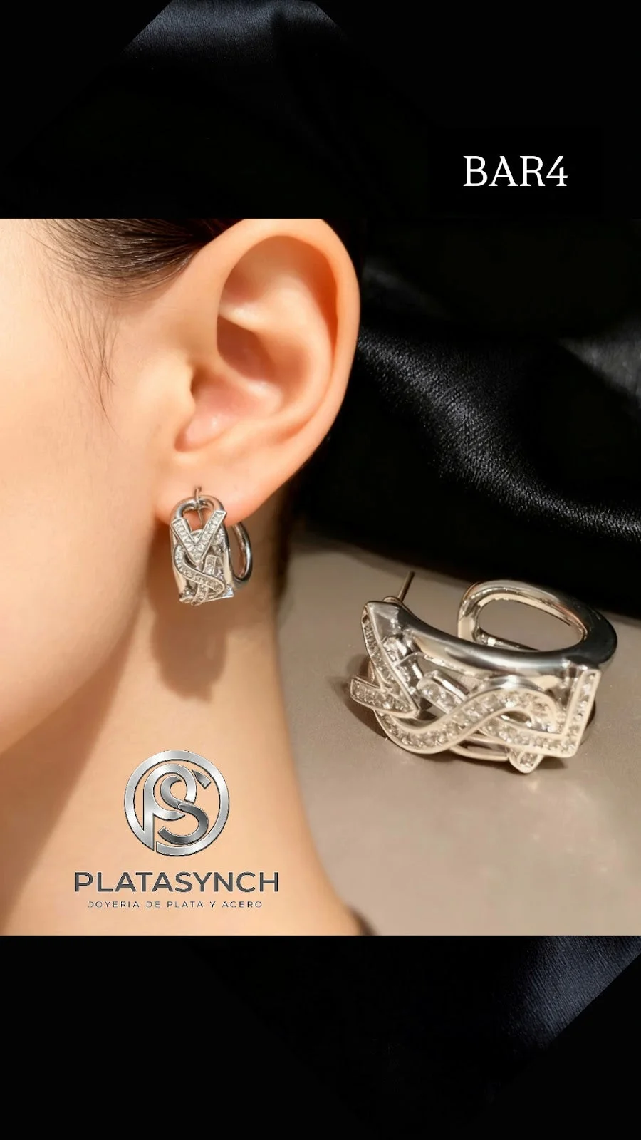 BAR4 - Pendientes Brass Plateado circulo hueco VSL