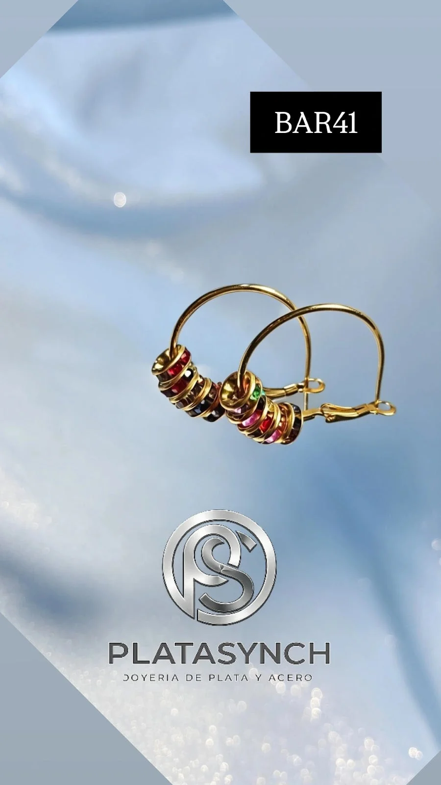 BAR41 - Argollas Brass 5 piezas movibles de colores -oro