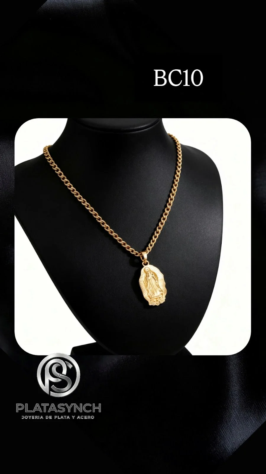 BC10 - Collar brass dorado virgen medalla