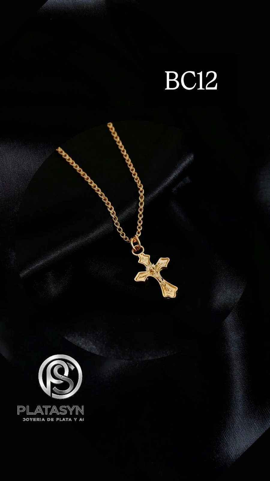 BC12 - Collar brass dorado cruz de cristo