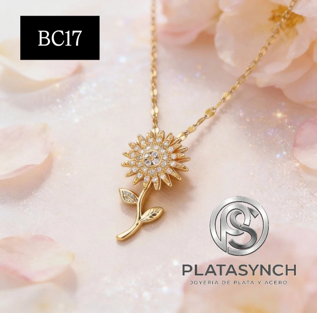 BC17 - Collar brass dije giratorio girasol dorado