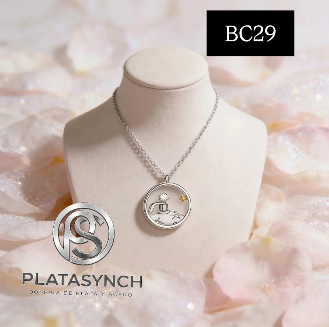 BC29 - Collar brass plateado dije el principito Plateado