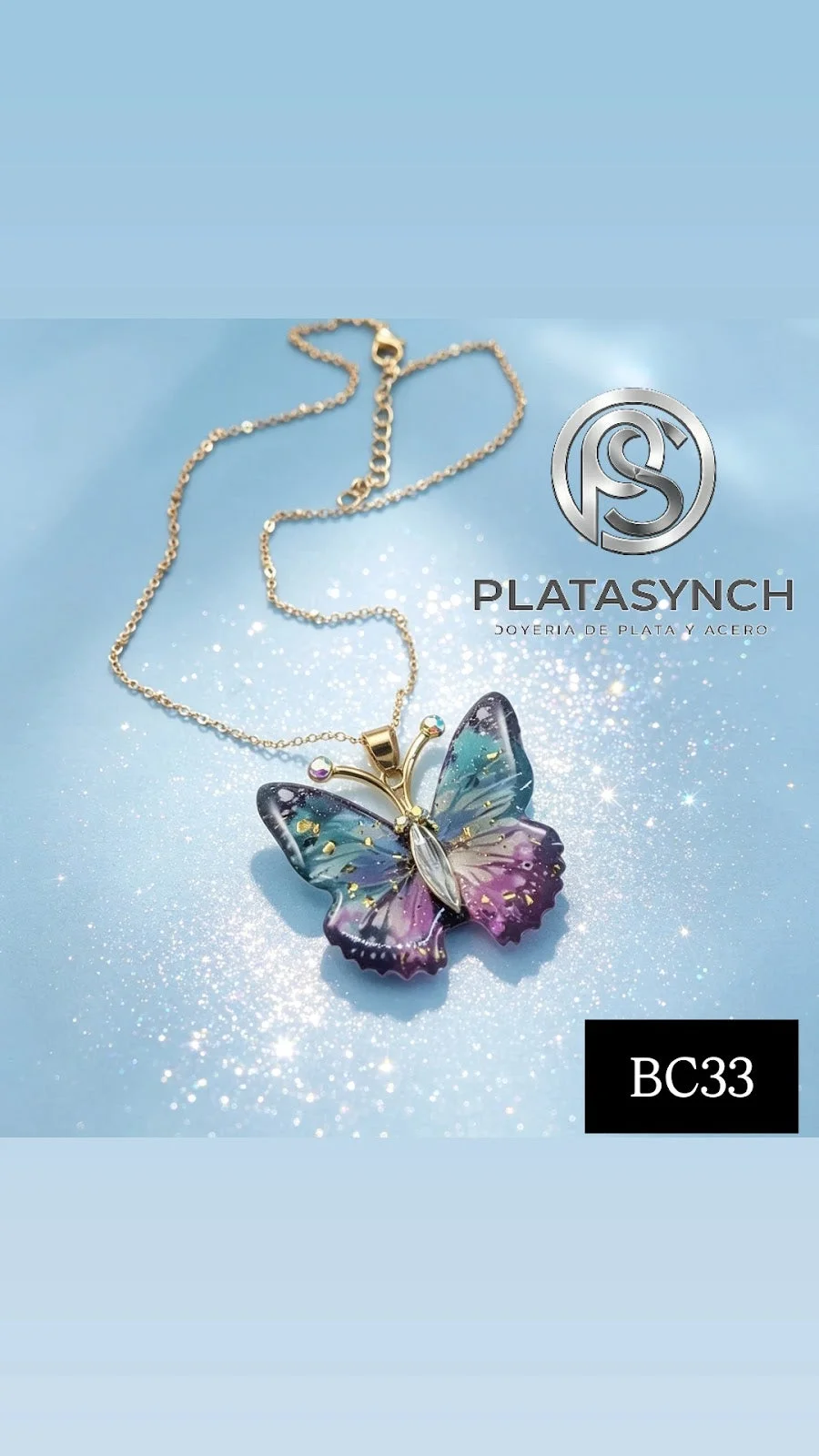 BC33 - Collar brass Mariposa acrilico