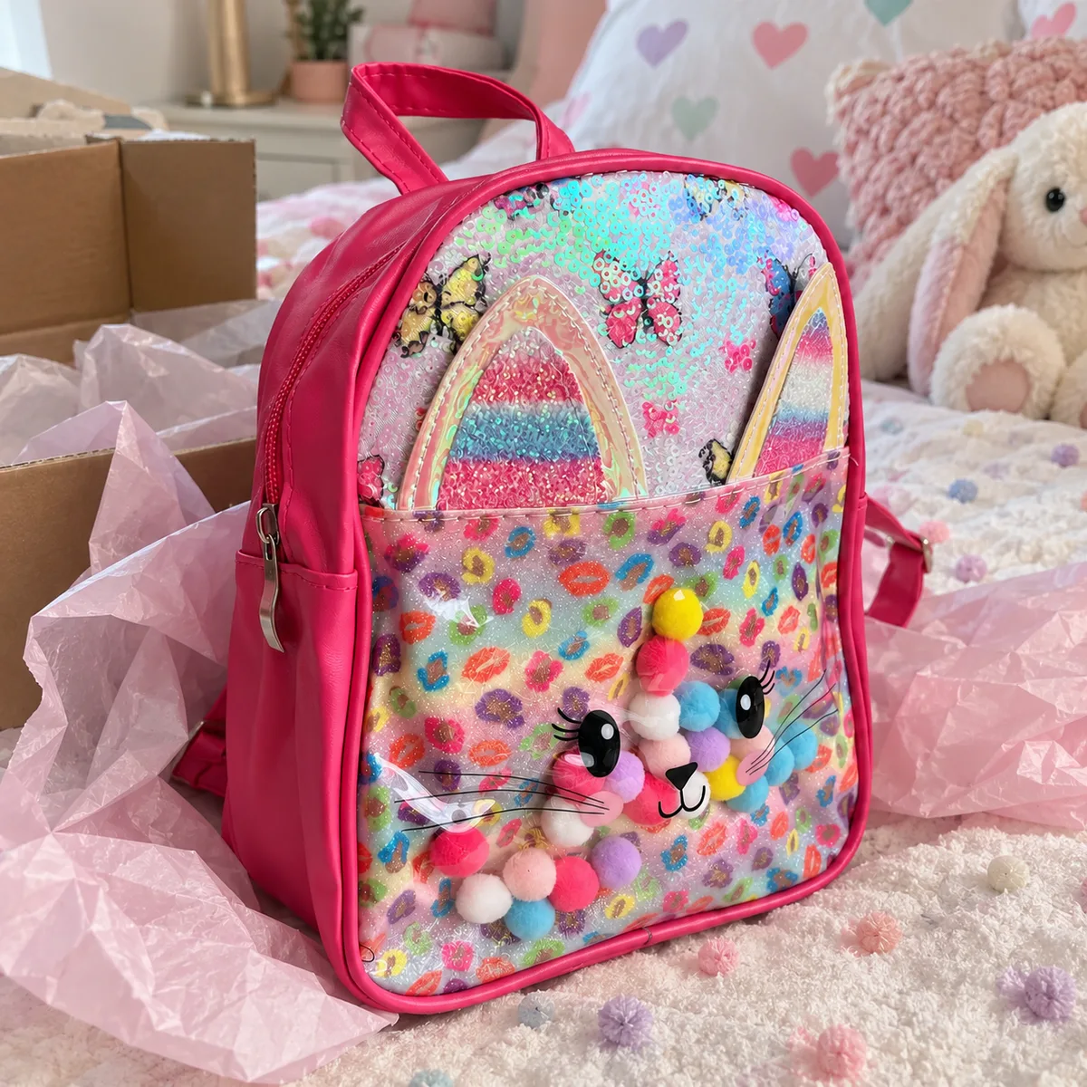 Bolso gatito con bolitas de colores