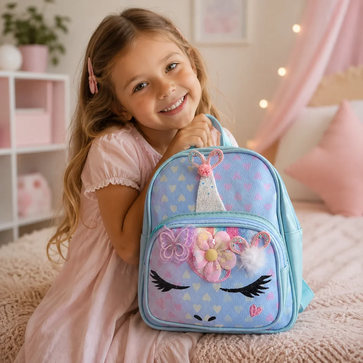 Bolso Unicornio Florcita Celeste