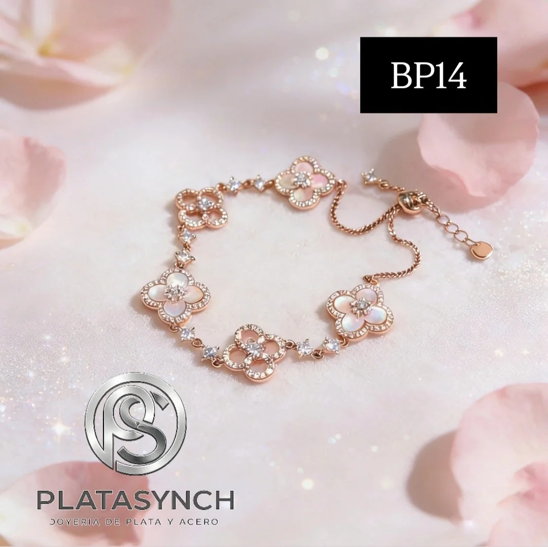 BP14 - Pulcera brass dorado Qimeng sweet cherry Rosa - ahuecada