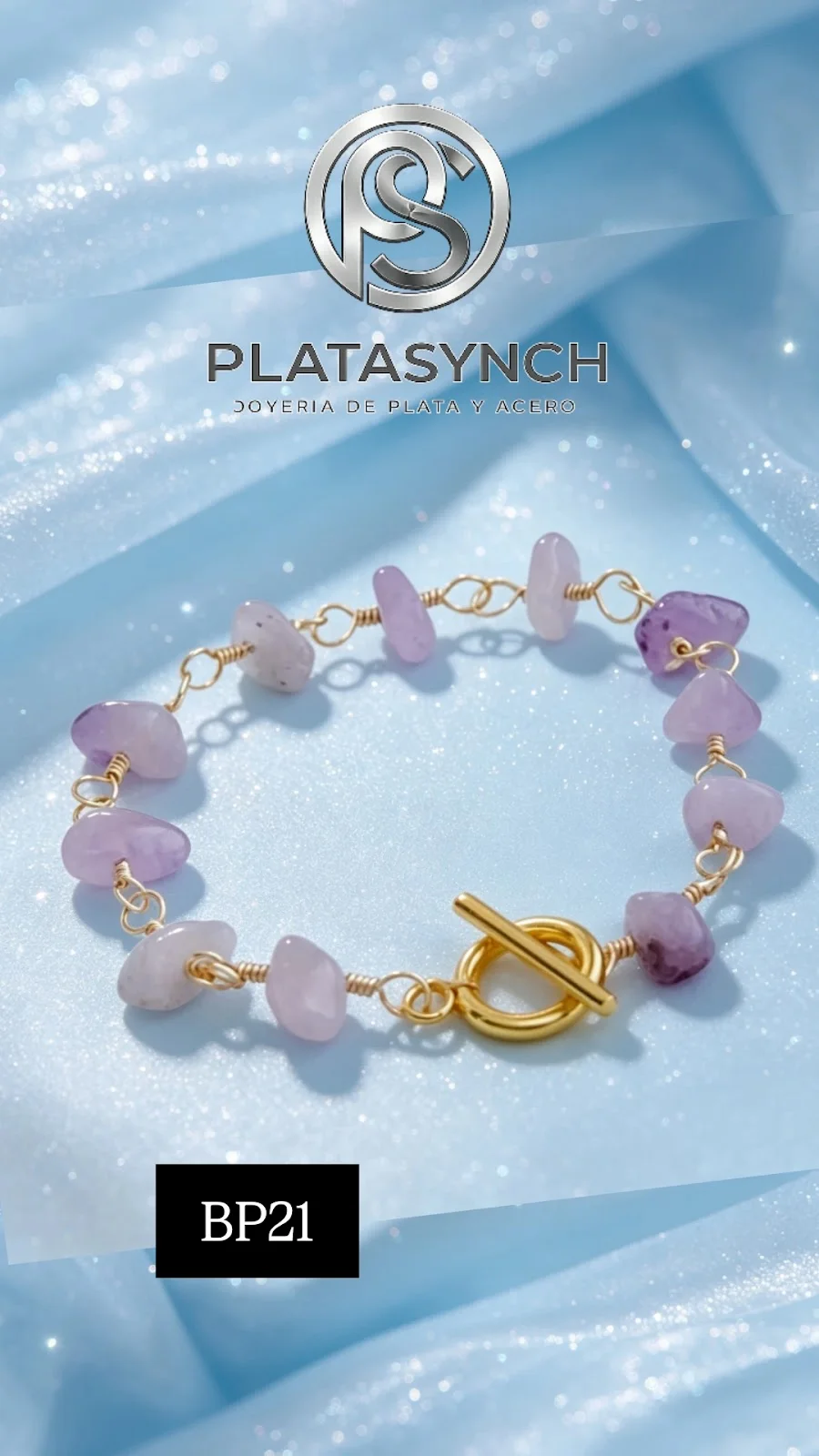 BP21 - Pulcera brass piedra natural rosa