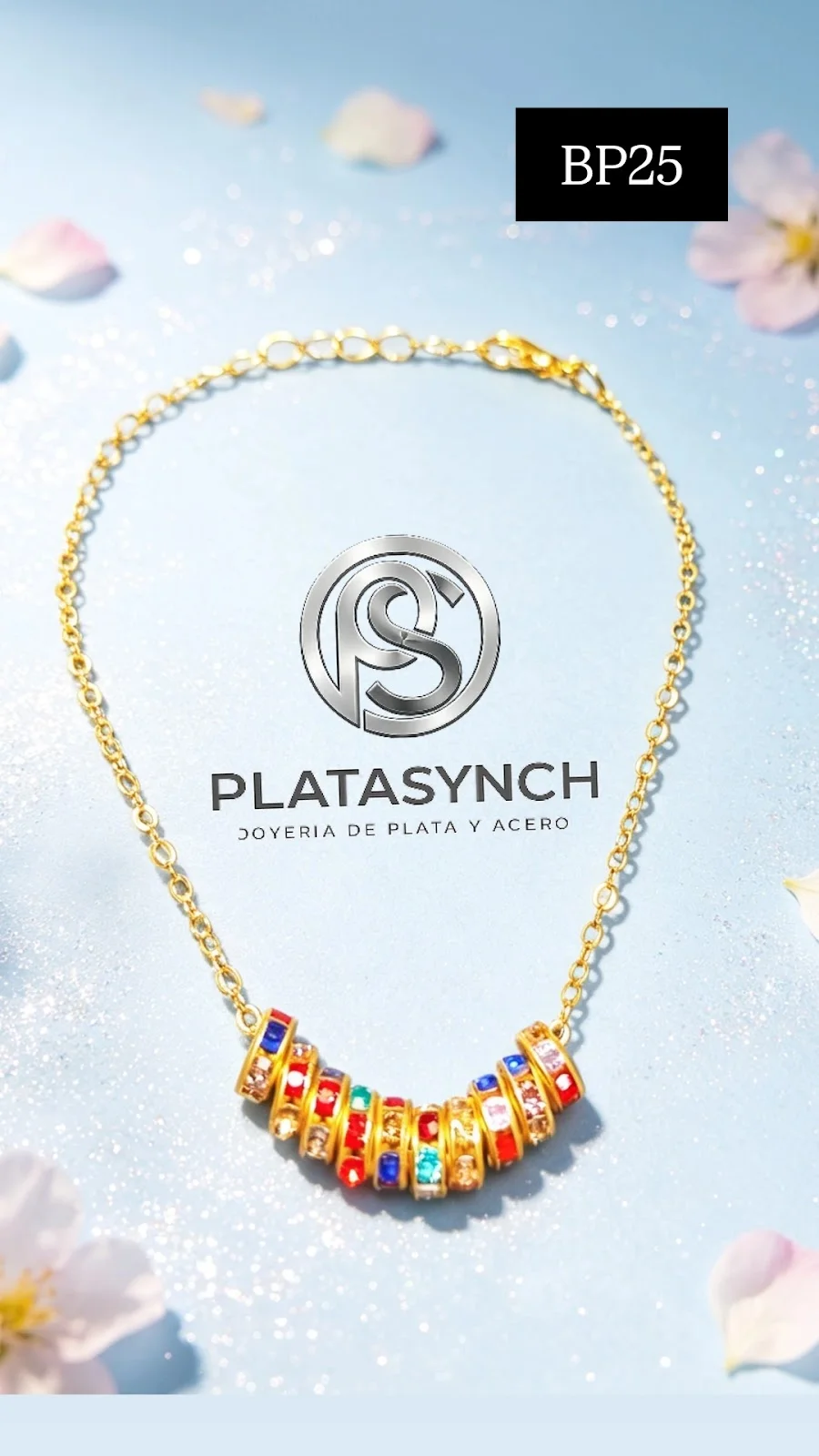 BP25 - Pulcera Brass 10 piezas movibles de colores -oro