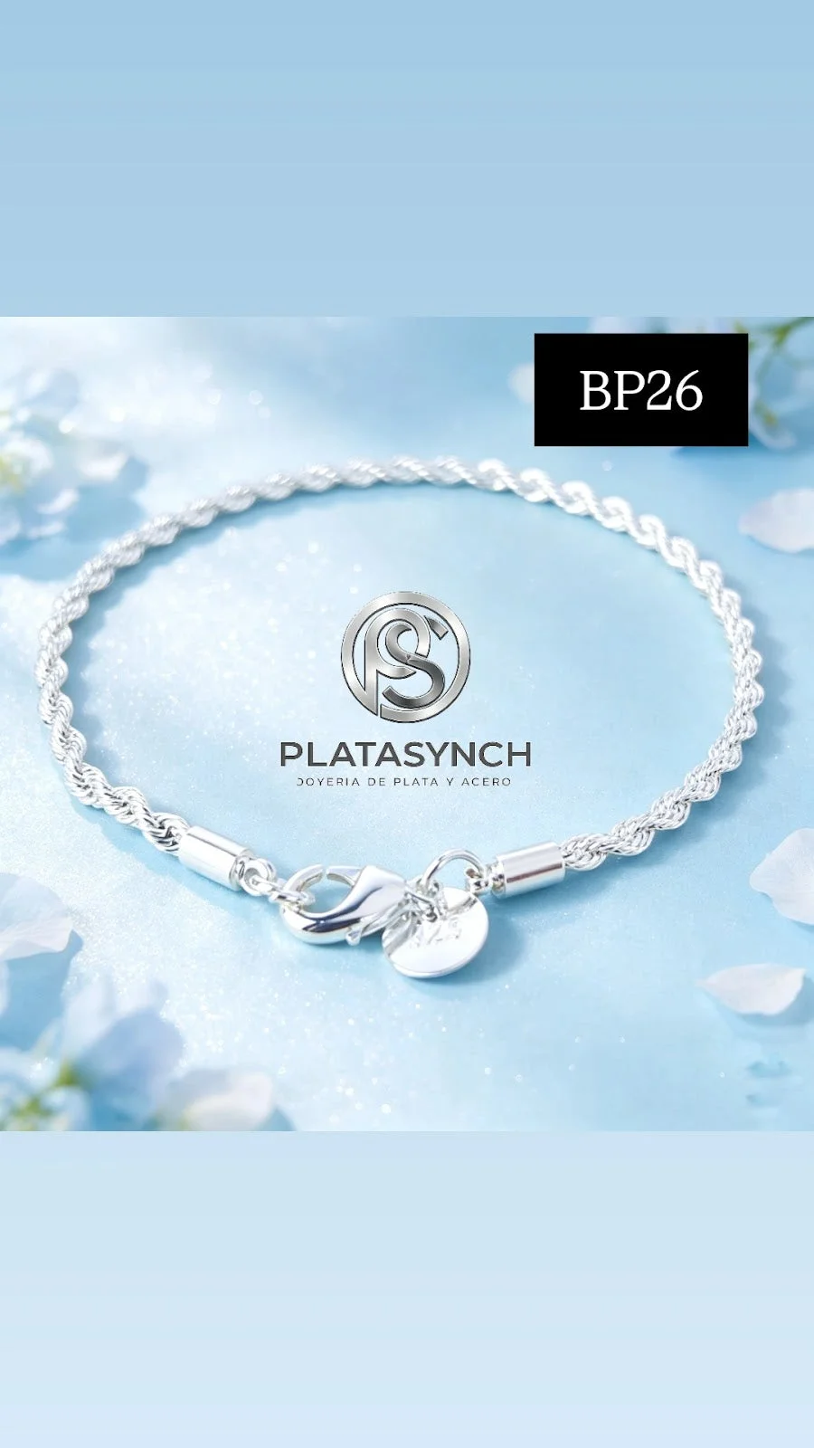 BP26 - Pulsera Brass minimalista trenzada plateada 3mm