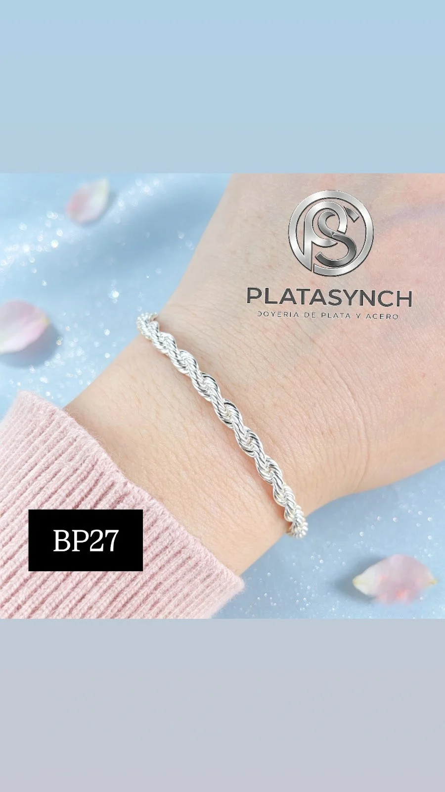 BP27 - Pulsera Brass minimalista trenzada plata 4mm