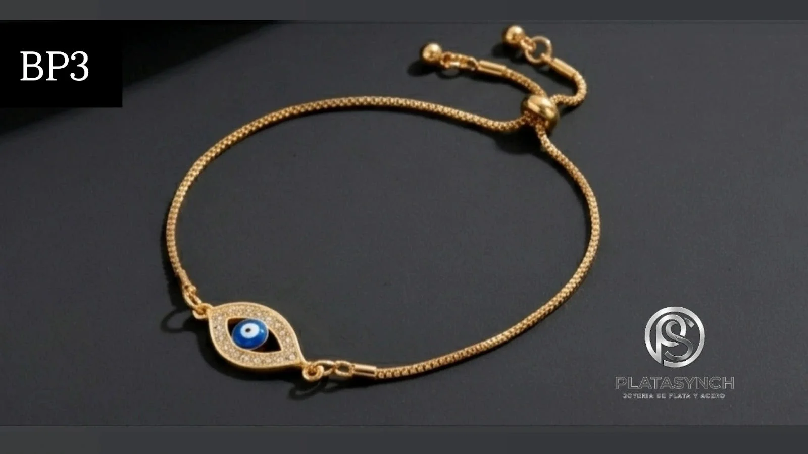 BP3 - Pulceras brass dorado Ojo Turco Ovalada