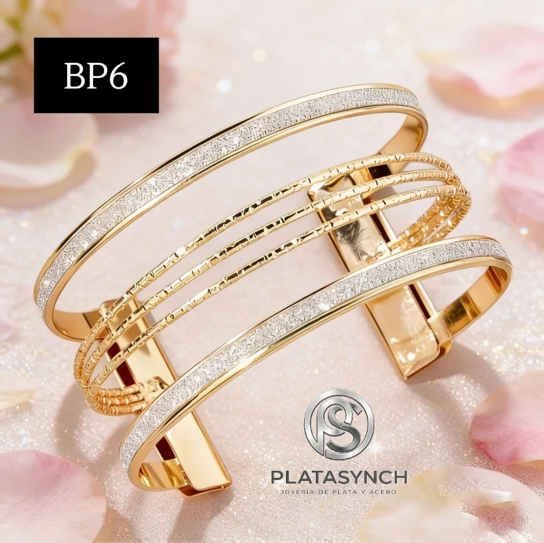 BP6 - Pulcera abierta ajustable - brass 1 linea - 3 lineas 1 linea dorado vintage