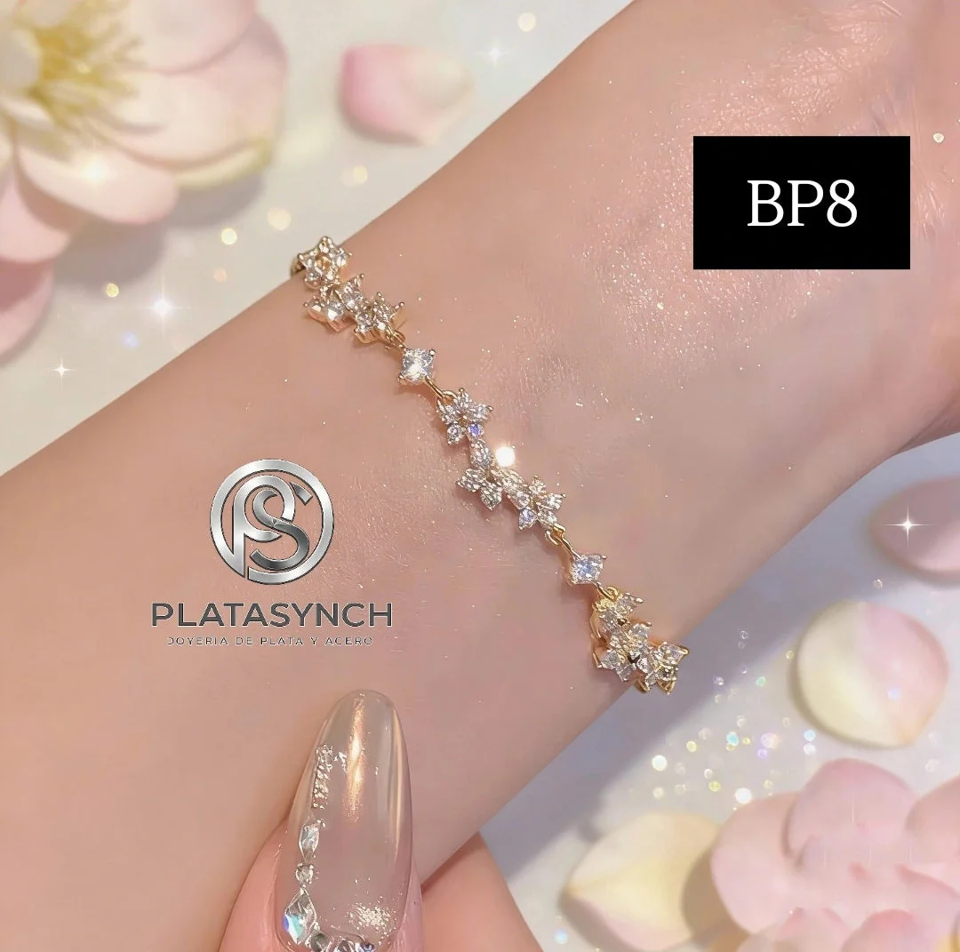 BP8 - Pulsera brass flor de cerezo cierre ajustable dorado