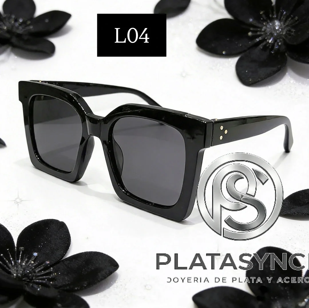L04 - Gafas Y2K Cuadradas Negra con 3 puntos