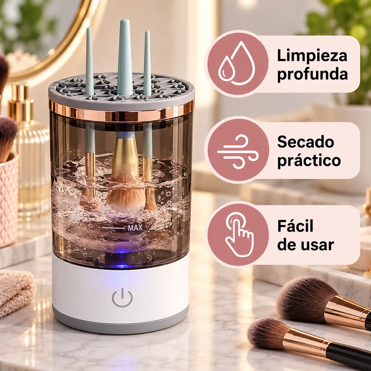 Limpiador de brochas de maquillaje