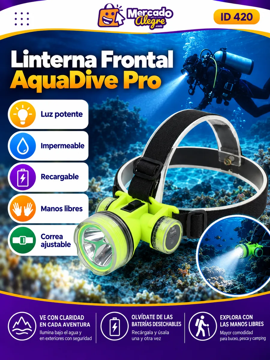 Linterna frontal para buceo