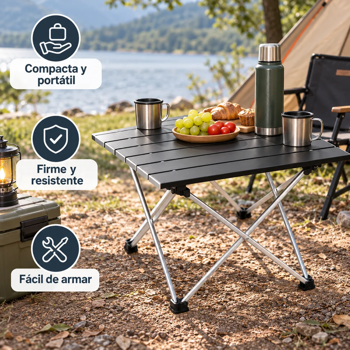 Mesa pequeña portátil de camping