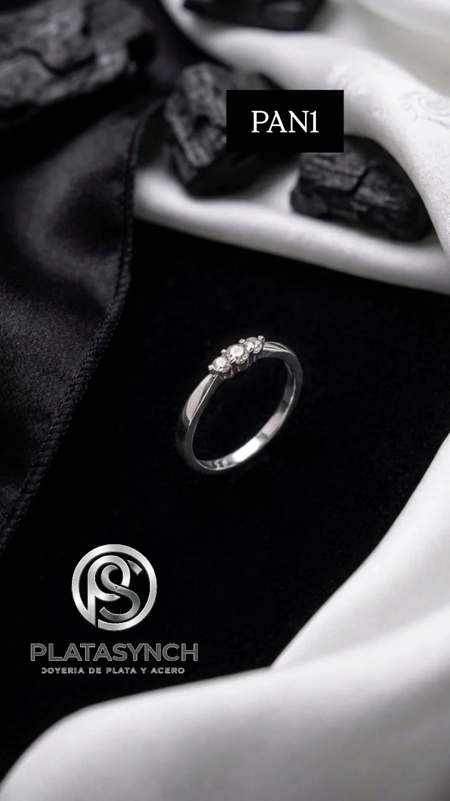 PAN1 - Anillo Plata 925 3 mini circoneas