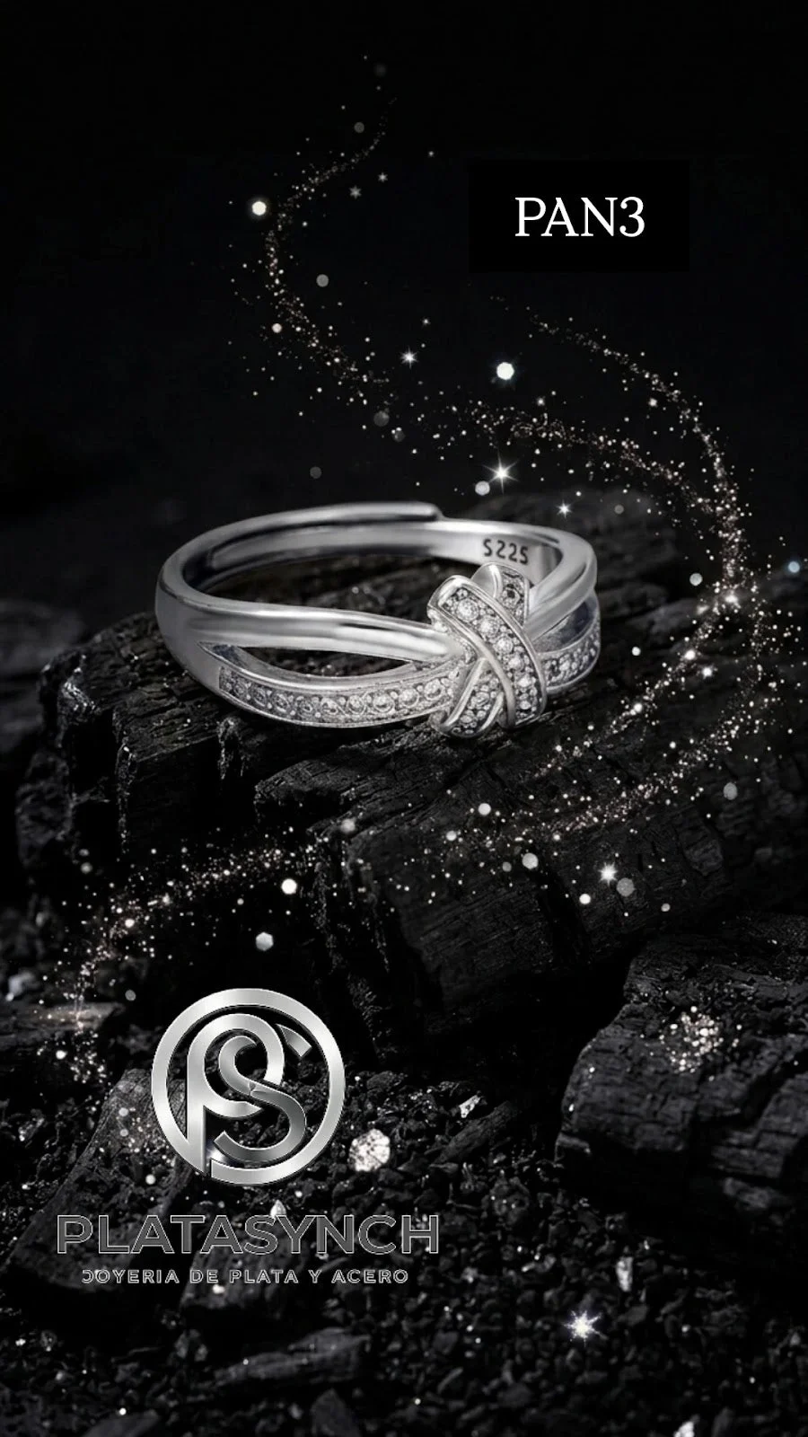 PAN3 - Anillo plata 925 de nudo con circoneas 5A