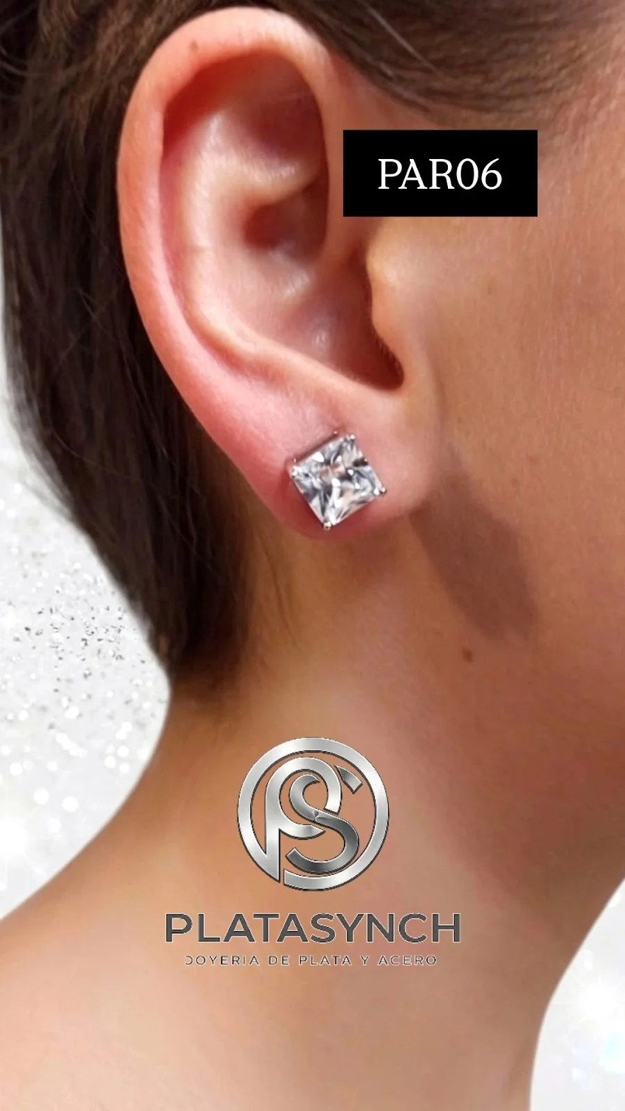 PAR06 - Pendientes Plata 925, Cuadrado simple