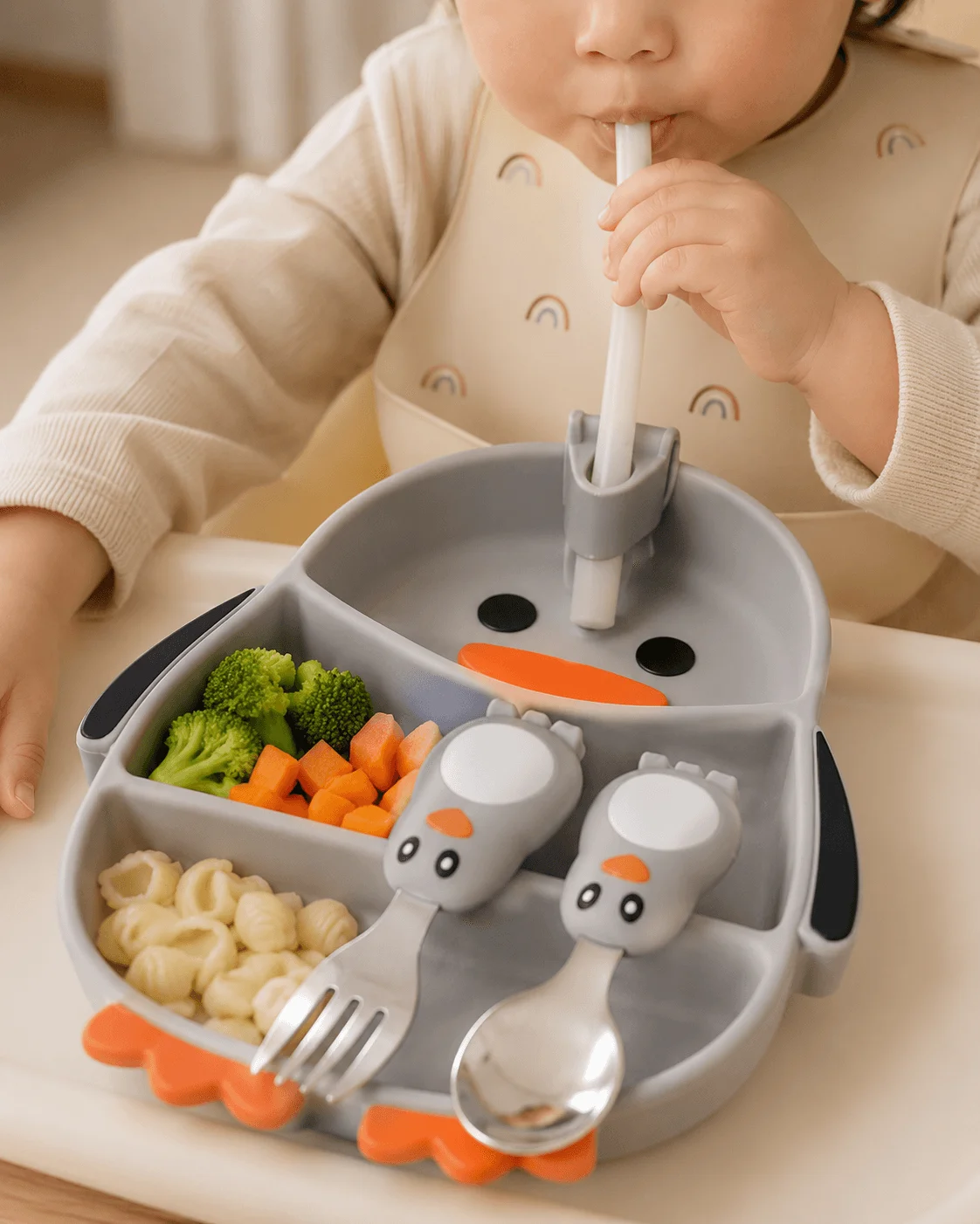 Plato de Silicón para Bebé con Cubiertos - 5 Diseños