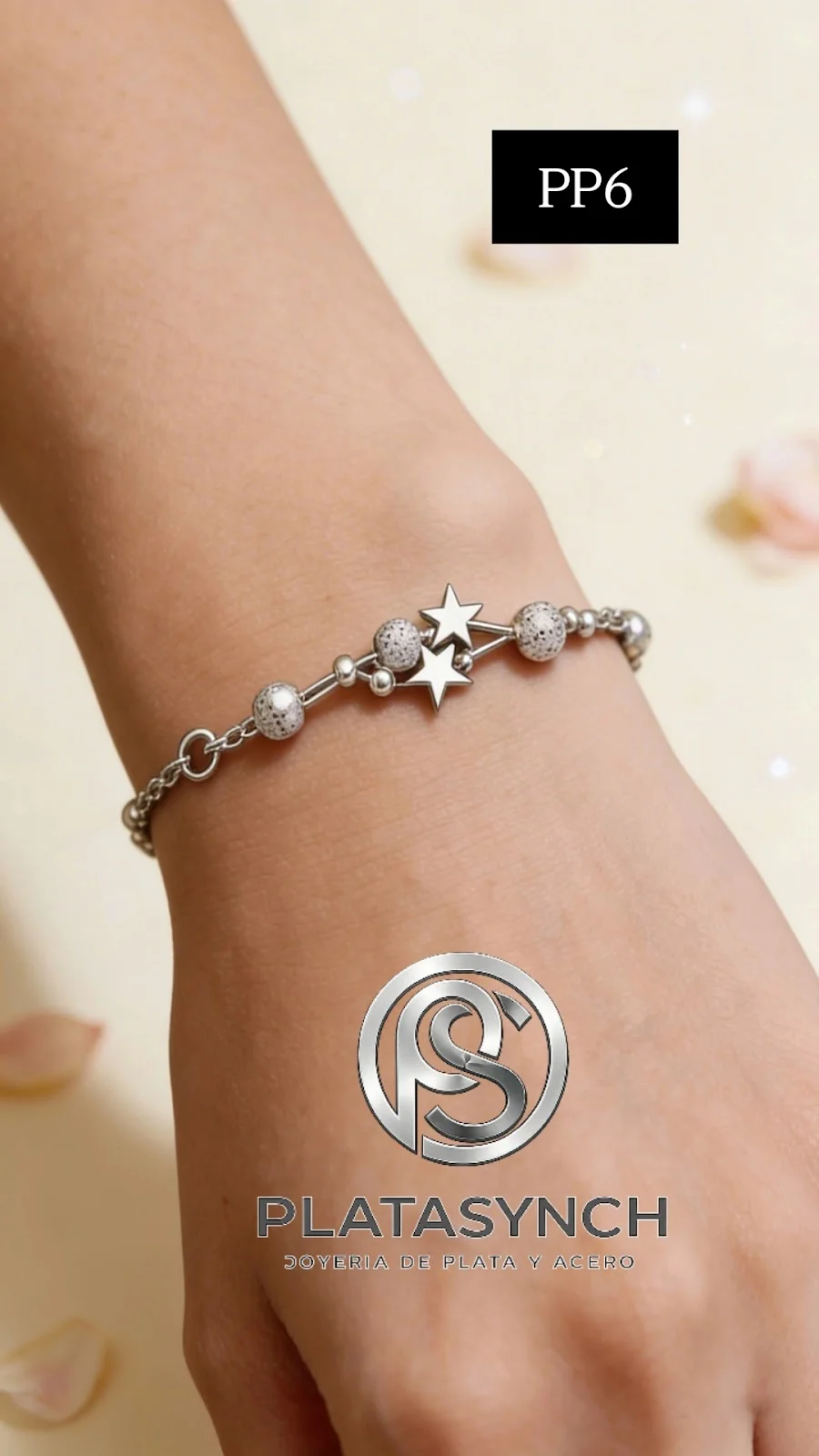 PP6 - Pulcera plata 925 Estrellas y esferas