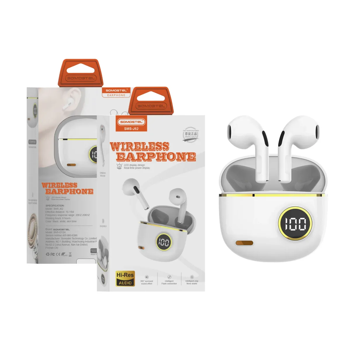 Audífonos inalámbricos J62 con pantalla LED